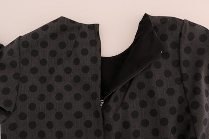 Dolce & Gabbana Graues gepunktetes Stretchkleid aus Wolle