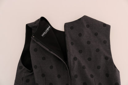 Dolce & Gabbana Graues gepunktetes Etuikleid aus Wolle