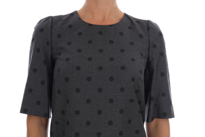 Dolce & Gabbana Graues gepunktetes Etuikleid aus Wolle