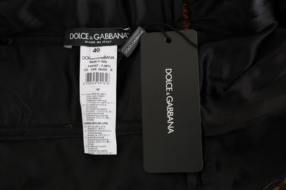 Dolce & Gabbana Schwarzbraunes Kleid aus geblümtem Brokat in A-Linie