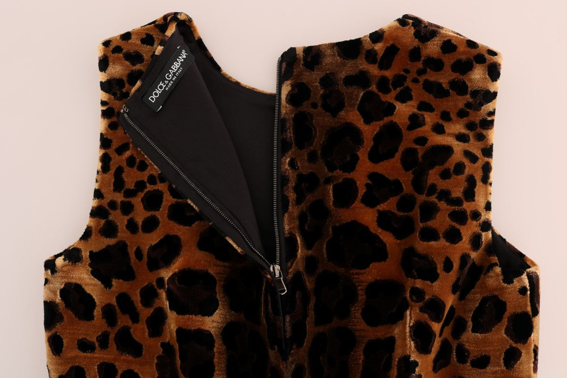 Dolce & Gabbana Braunes Seidenmantelkleid mit Leopardenmuster