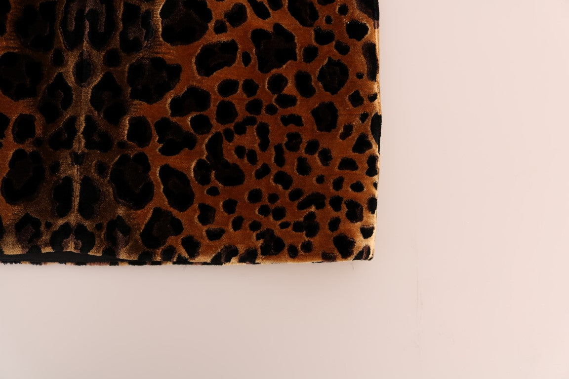 Dolce & Gabbana Braunes Seidenmantelkleid mit Leopardenmuster