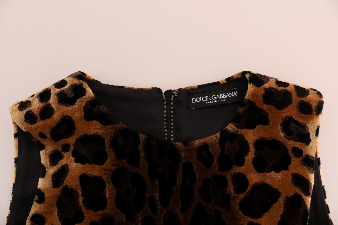 Dolce & Gabbana Braunes Seidenmantelkleid mit Leopardenmuster