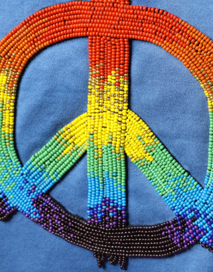 Dolce & Gabbana Blaues Tie-Dye Peace Zeichen Baumwoll-T-Shirt
