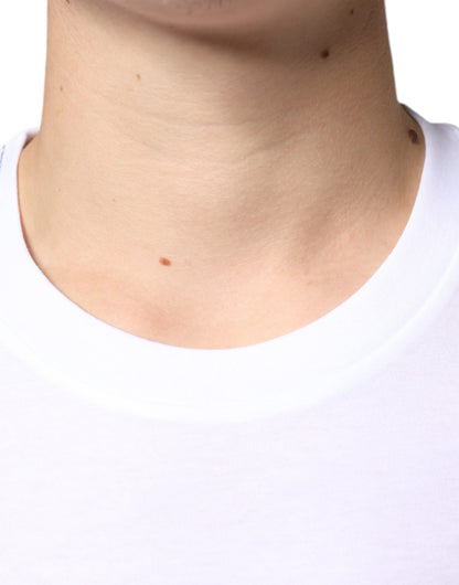 Dolce & Gabbana Weißes Metall DG Logo Baumwolle Kurzarm-T-Shirt