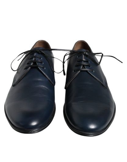 Dolce & Gabbana Marineblaue Leder Derby Kleid Formelle Schuhe