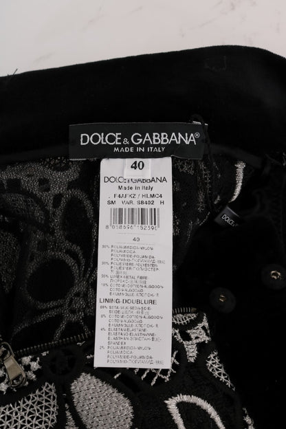 Dolce & Gabbana Floraler Makramee-Spitzen-Kristall-Knopf-Rock