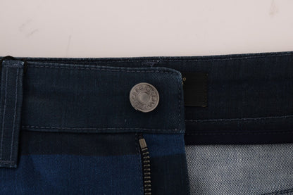 Dolce & Gabbana Kurzer blauer gestreifter Mini-Denim-Rock