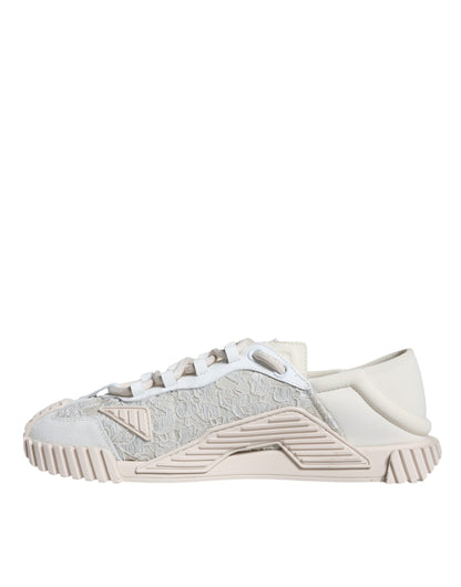 Dolce &amp; Gabbana White Lace NS1 Low Top Sneaker Sports Shoes