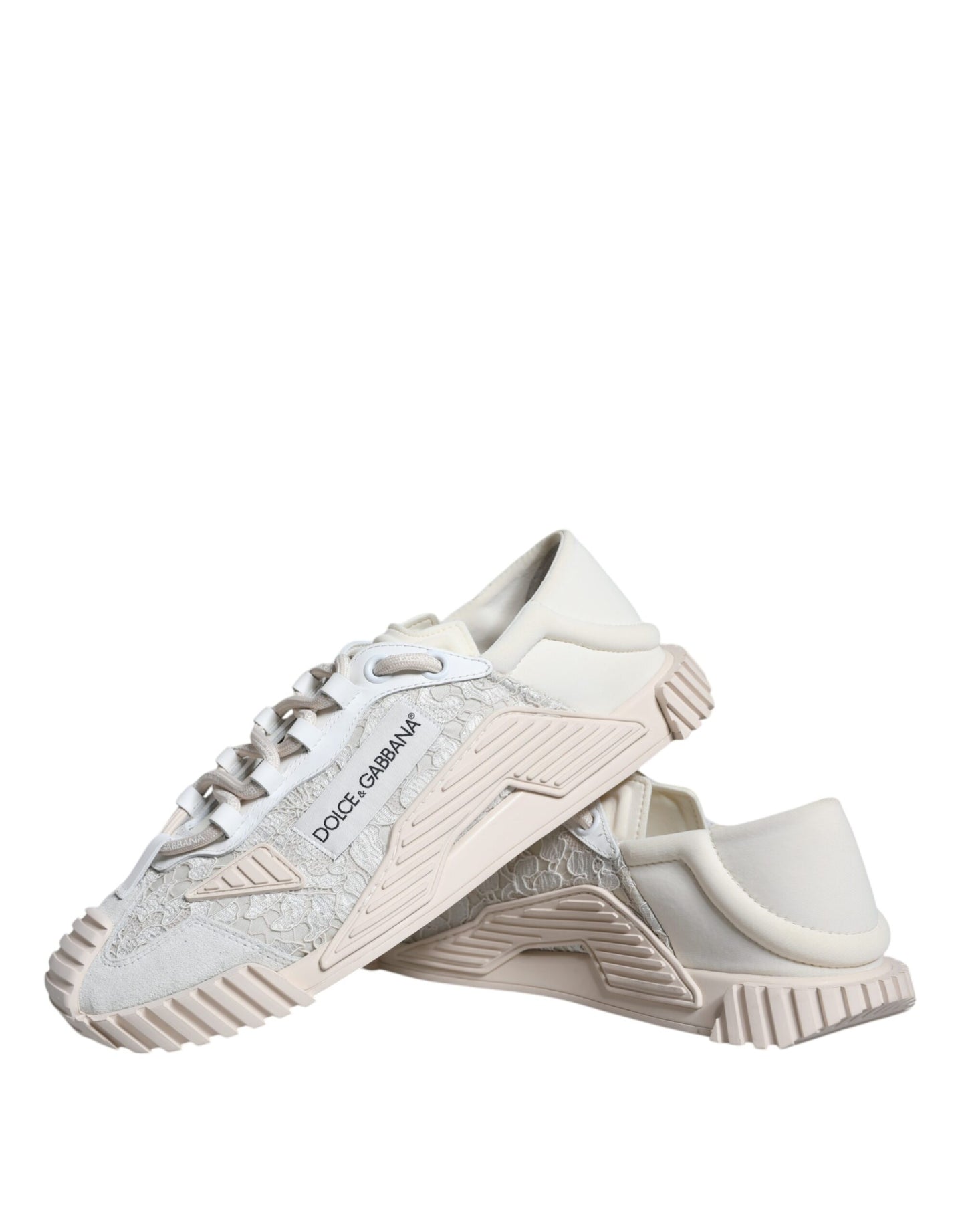 Dolce & Gabbana Weiß Spitze NS1 Low Top Sneaker Sportschuhe