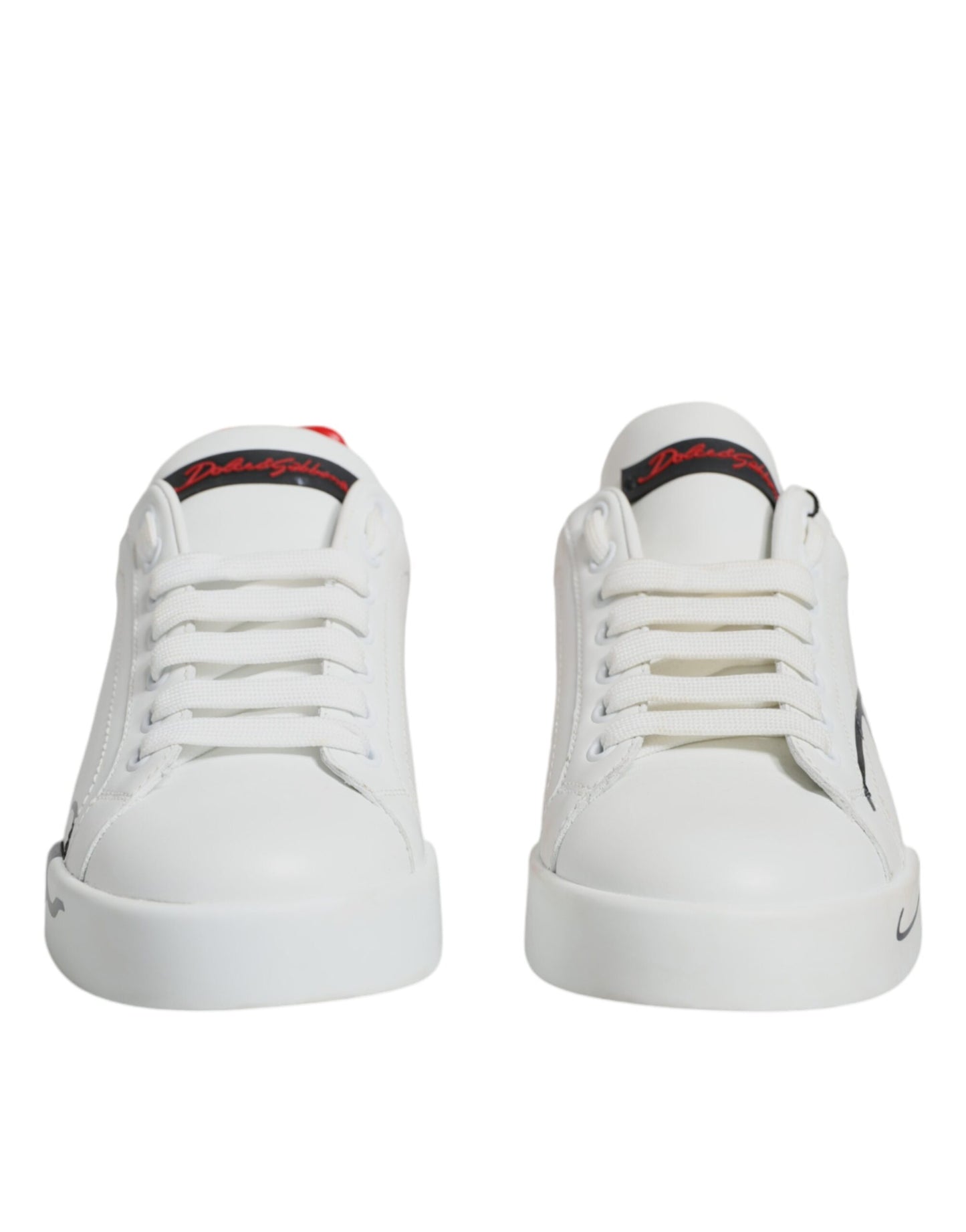 Dolce &amp; Gabbana White Red Portofino Low Top Sneakers Shoes