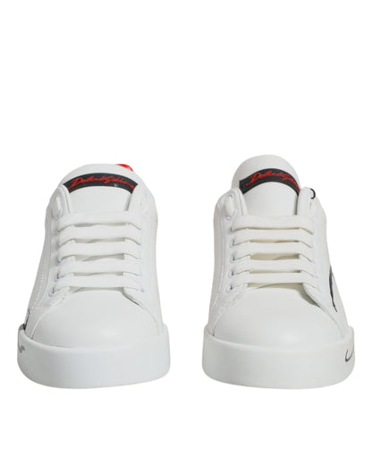 Dolce &amp; Gabbana White Red Portofino Low Top Sneakers Shoes