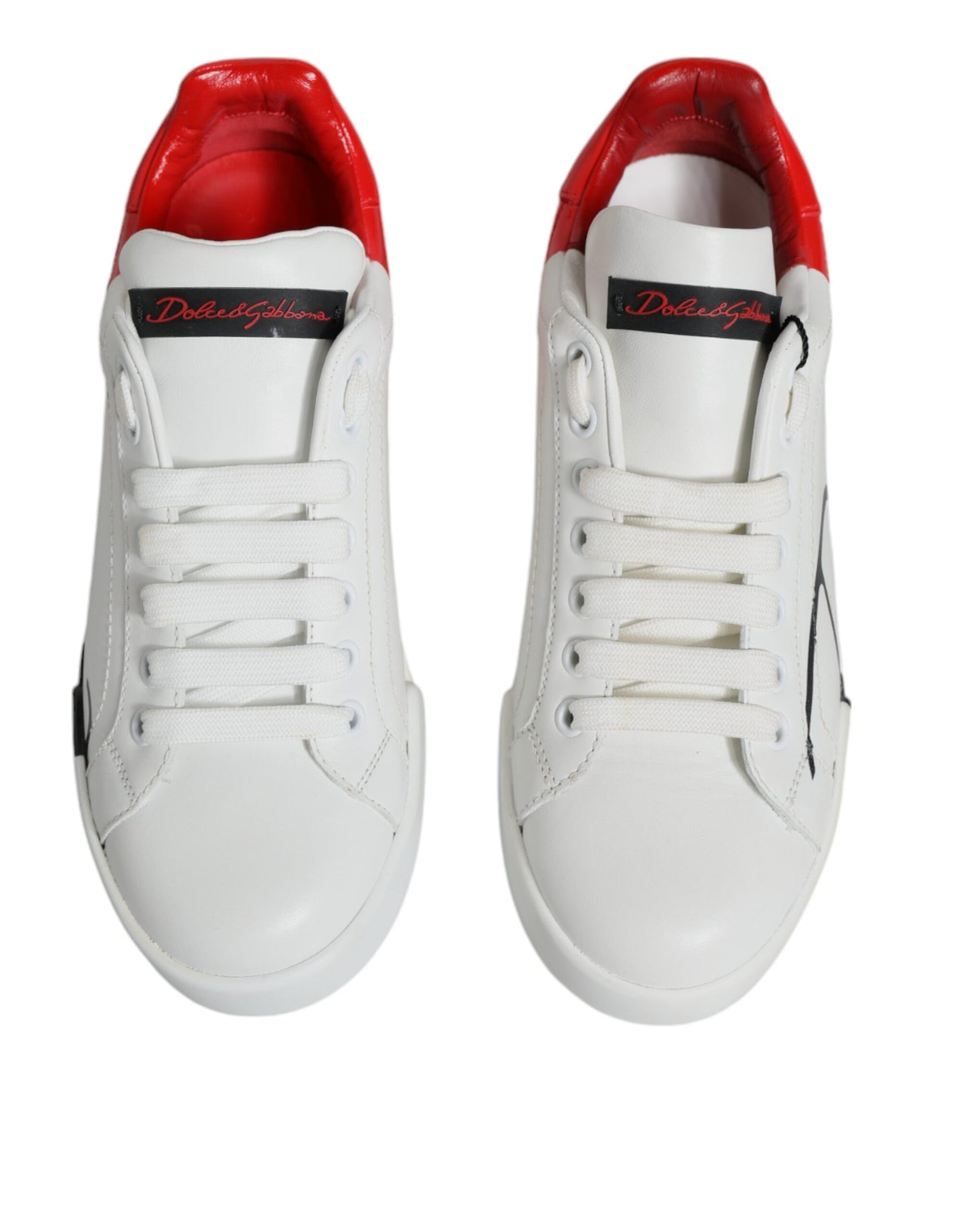 Dolce &amp; Gabbana White Red Portofino Low Top Sneakers Shoes