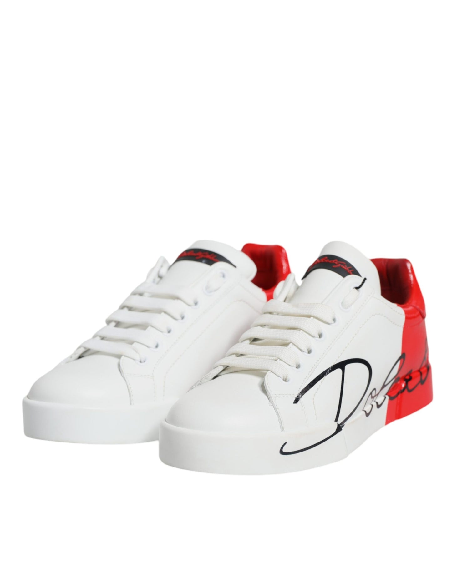 Dolce &amp; Gabbana White Red Portofino Low Top Sneakers Shoes