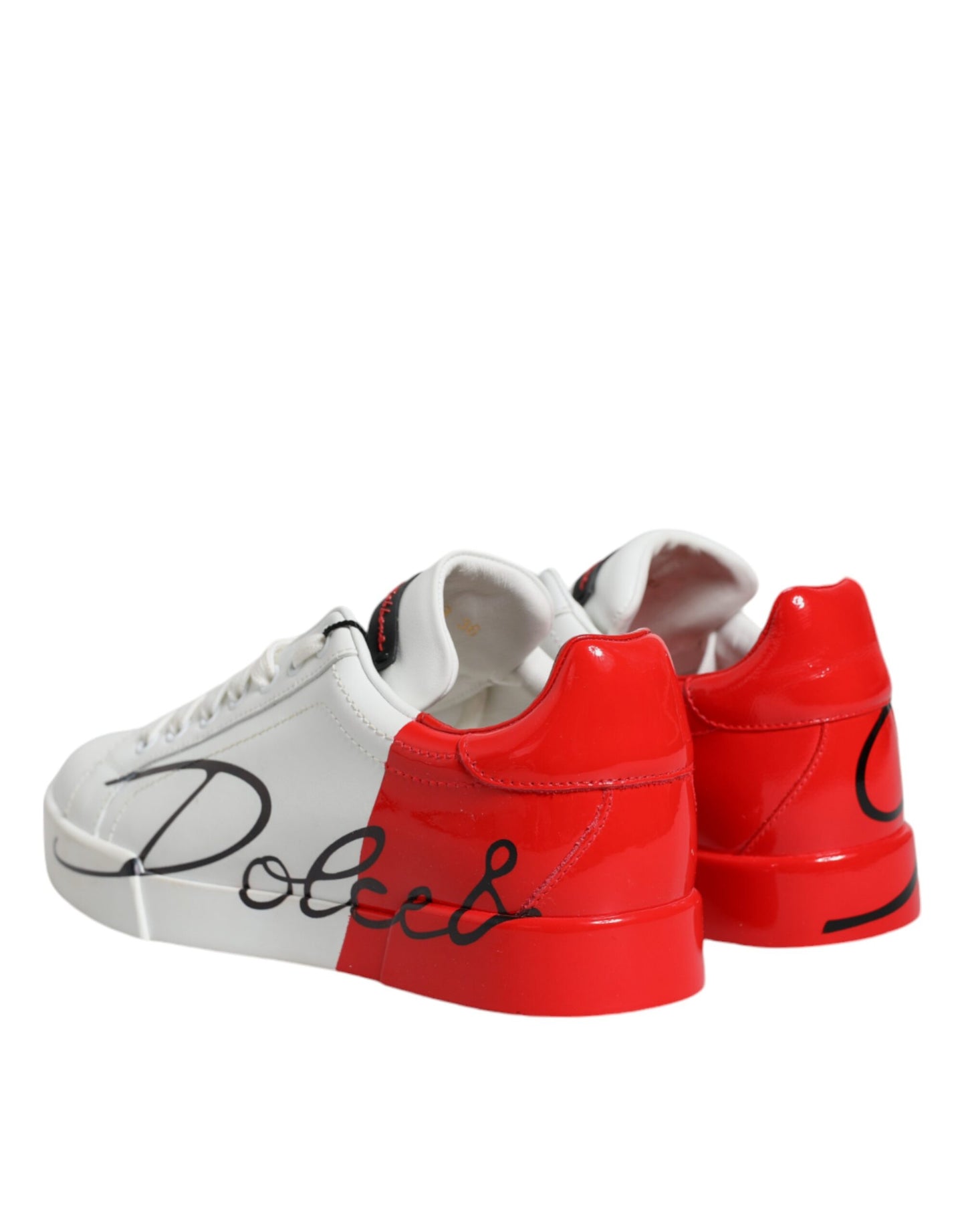 Dolce &amp; Gabbana White Red Portofino Low Top Sneakers Shoes