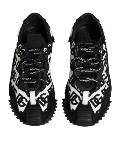 Dolce &amp; Gabbana Black Logo Lace Up Low Top NS1 Sneakers Shoes