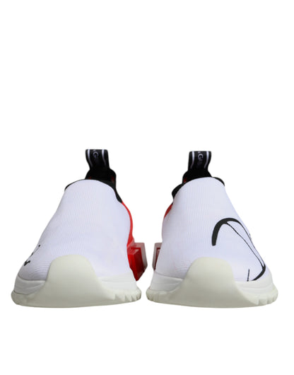 Dolce &amp; Gabbana White Red Low Top Sorrento Men Sneakers Shoes