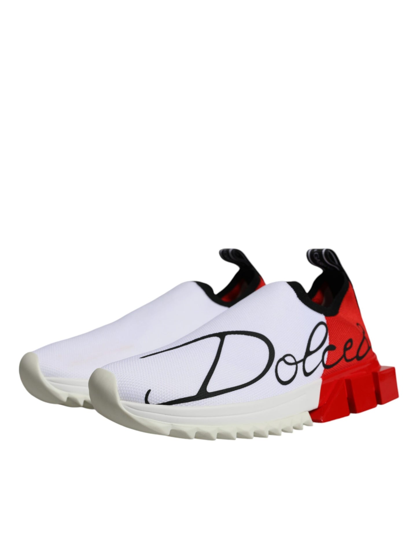 Dolce &amp; Gabbana White Red Low Top Sorrento Men Sneakers Shoes