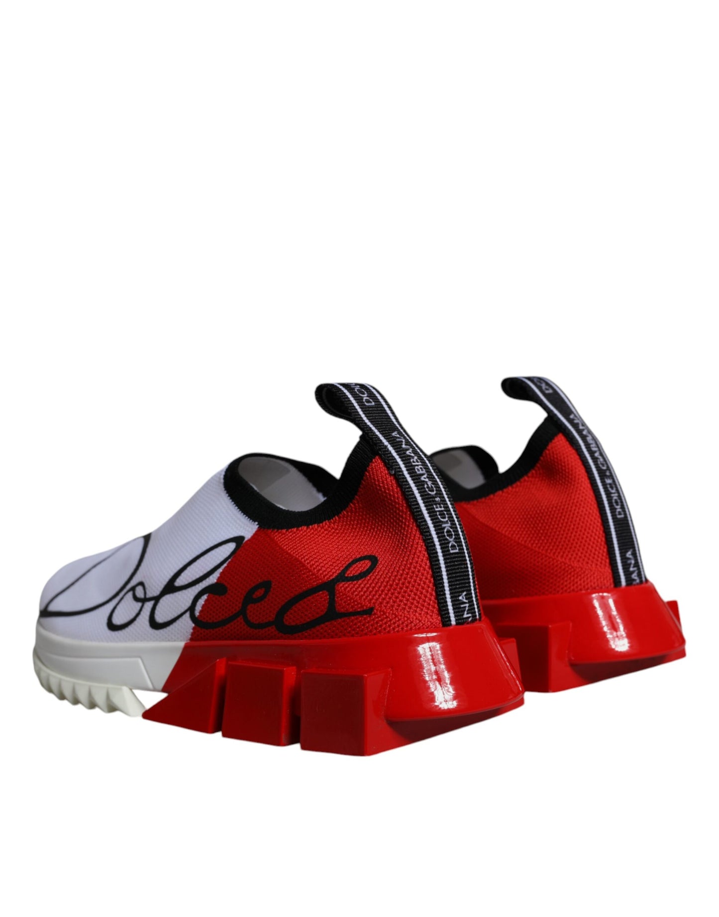 Dolce &amp; Gabbana White Red Low Top Sorrento Men Sneakers Shoes