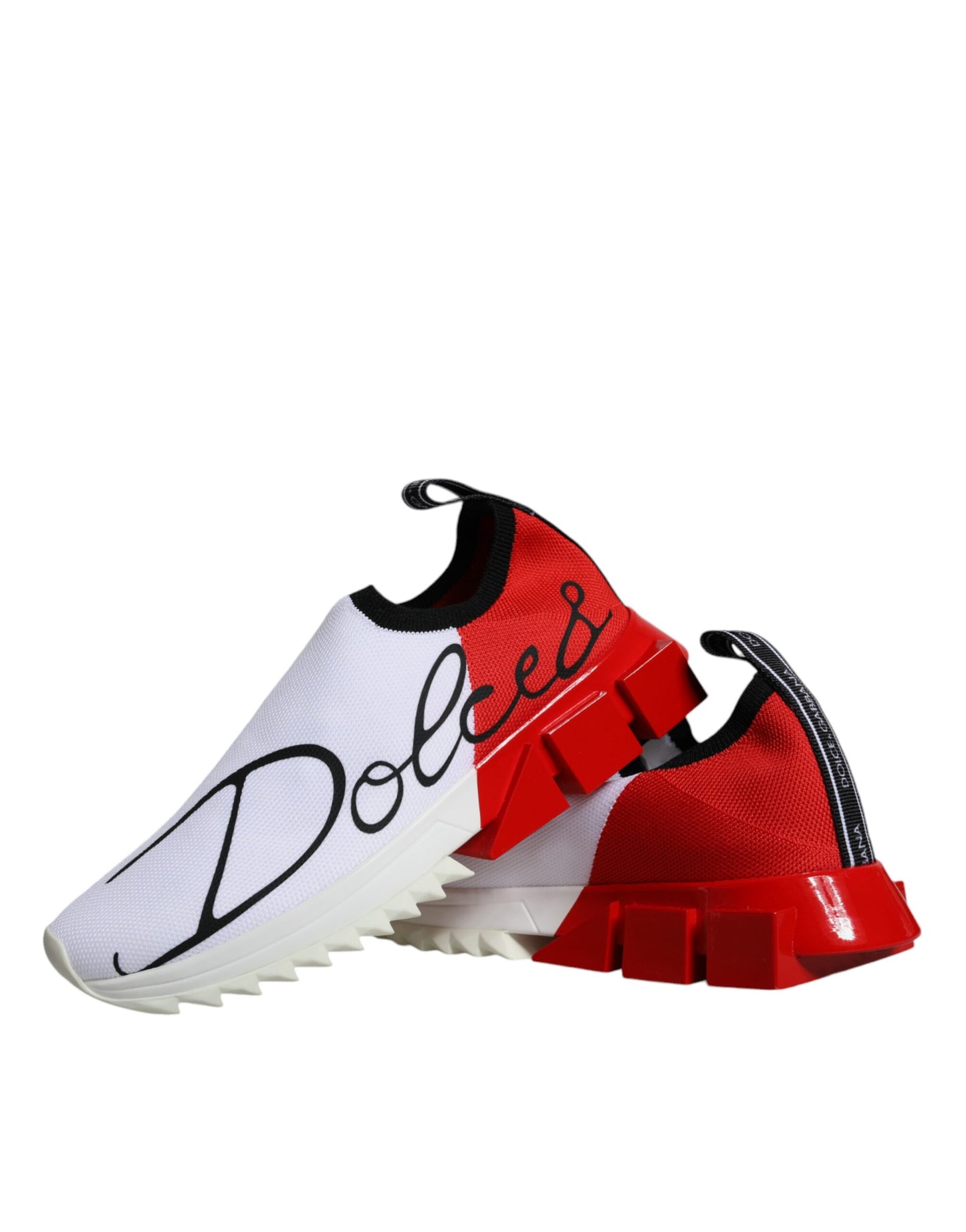 Dolce &amp; Gabbana White Red Low Top Sorrento Men Sneakers Shoes