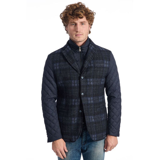 Roberto Pepe Luxury Blaue Wolle Männer Jacke