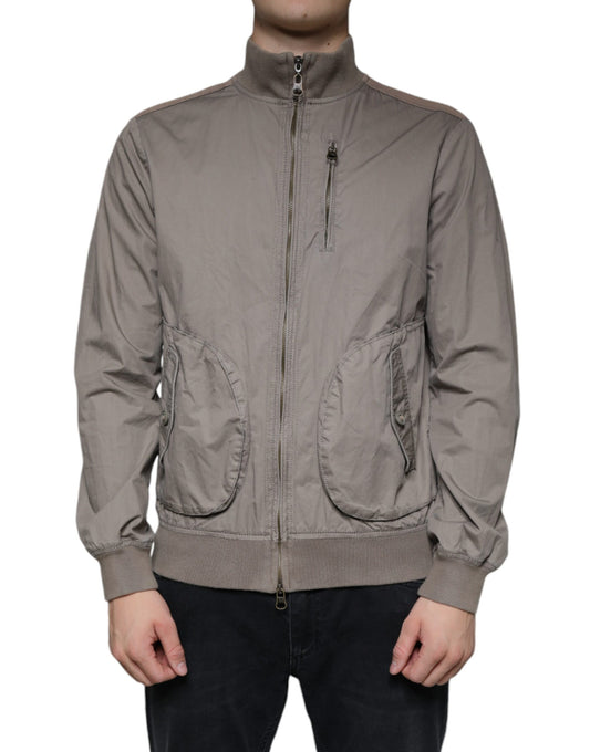 Armani Jeans Braune Bomberjacke mit Logo und Reißverschluss aus Baumwolle