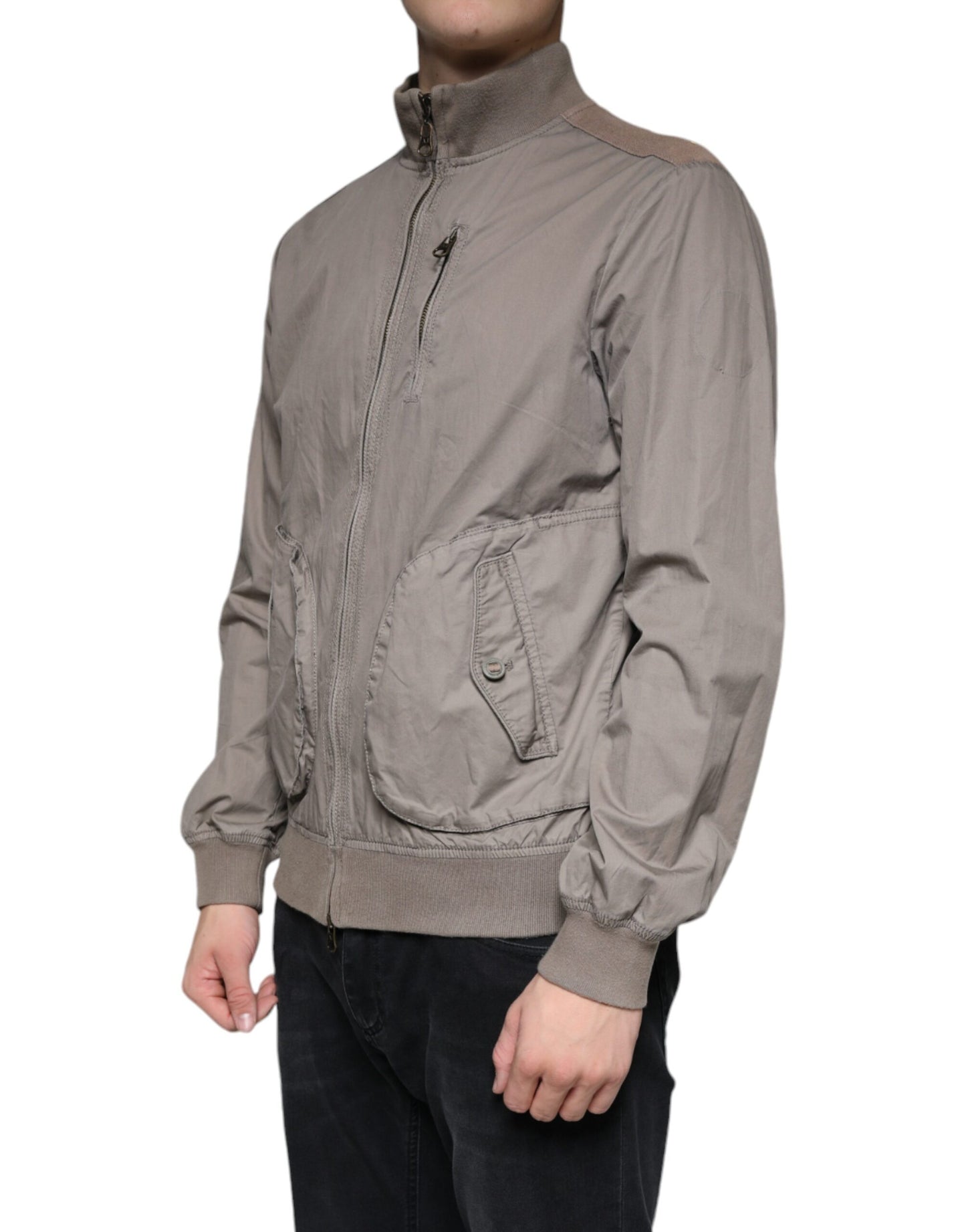 Armani Jeans Braune Bomberjacke mit Logo und Reißverschluss aus Baumwolle
