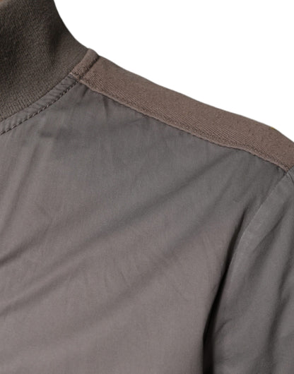 Armani Jeans Braune Bomberjacke mit Logo und Reißverschluss aus Baumwolle
