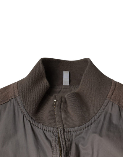 Armani Jeans Braune Bomberjacke mit Logo und Reißverschluss aus Baumwolle