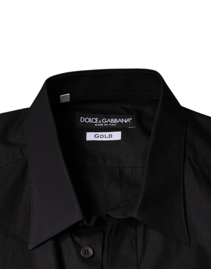 Dolce & Gabbana Schwarzes Königskrone besticktes GOLD-Hemd