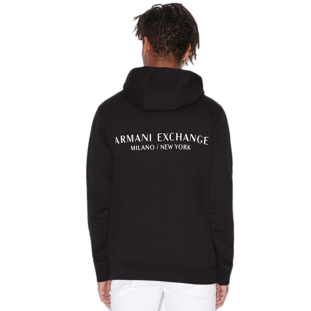Armani Exchange Schwarzer Baumwoll-Kapuzenpulli