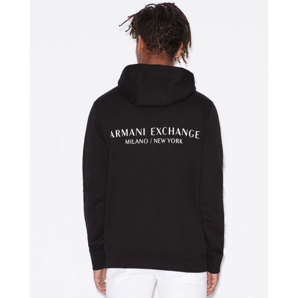 Armani Exchange Schwarzer Baumwoll-Kapuzenpulli