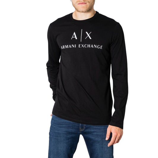 Armani Exchange Schwarzes Baumwoll-Langarmshirt