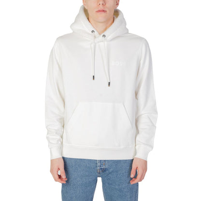 Hugo Boss Cremefarbener Baumwoll-Kapuzenpulli