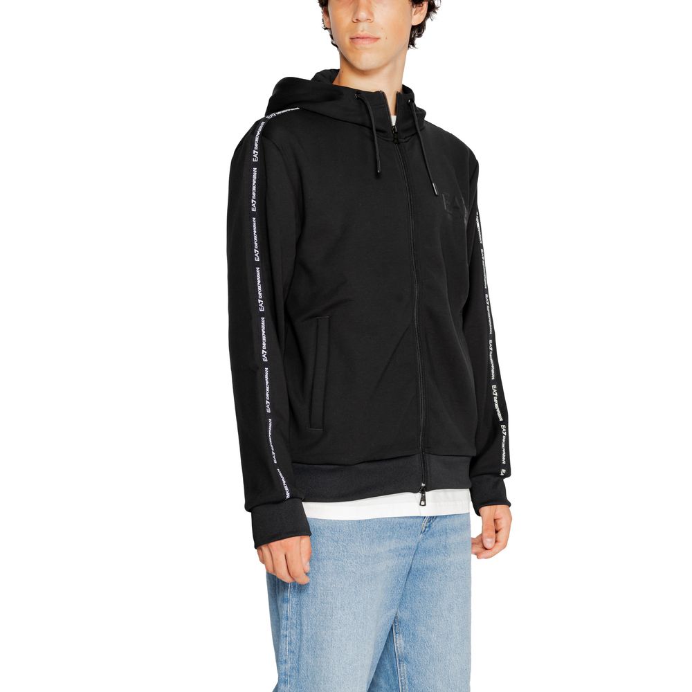 EA7 Emporio Armani Schwarzer Polyester-Kapuzenpulli