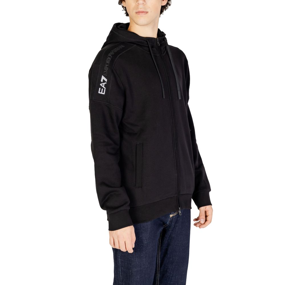 EA7 Emporio Armani Schwarzer Baumwoll-Kapuzenpulli