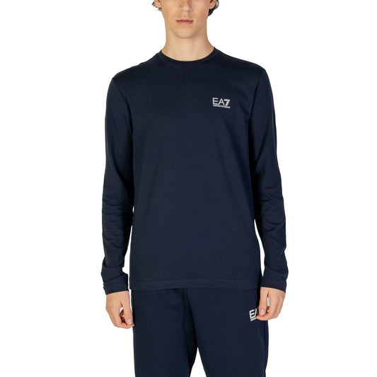 EA7 Emporio Armani Blaues Baumwoll-Langarmshirt