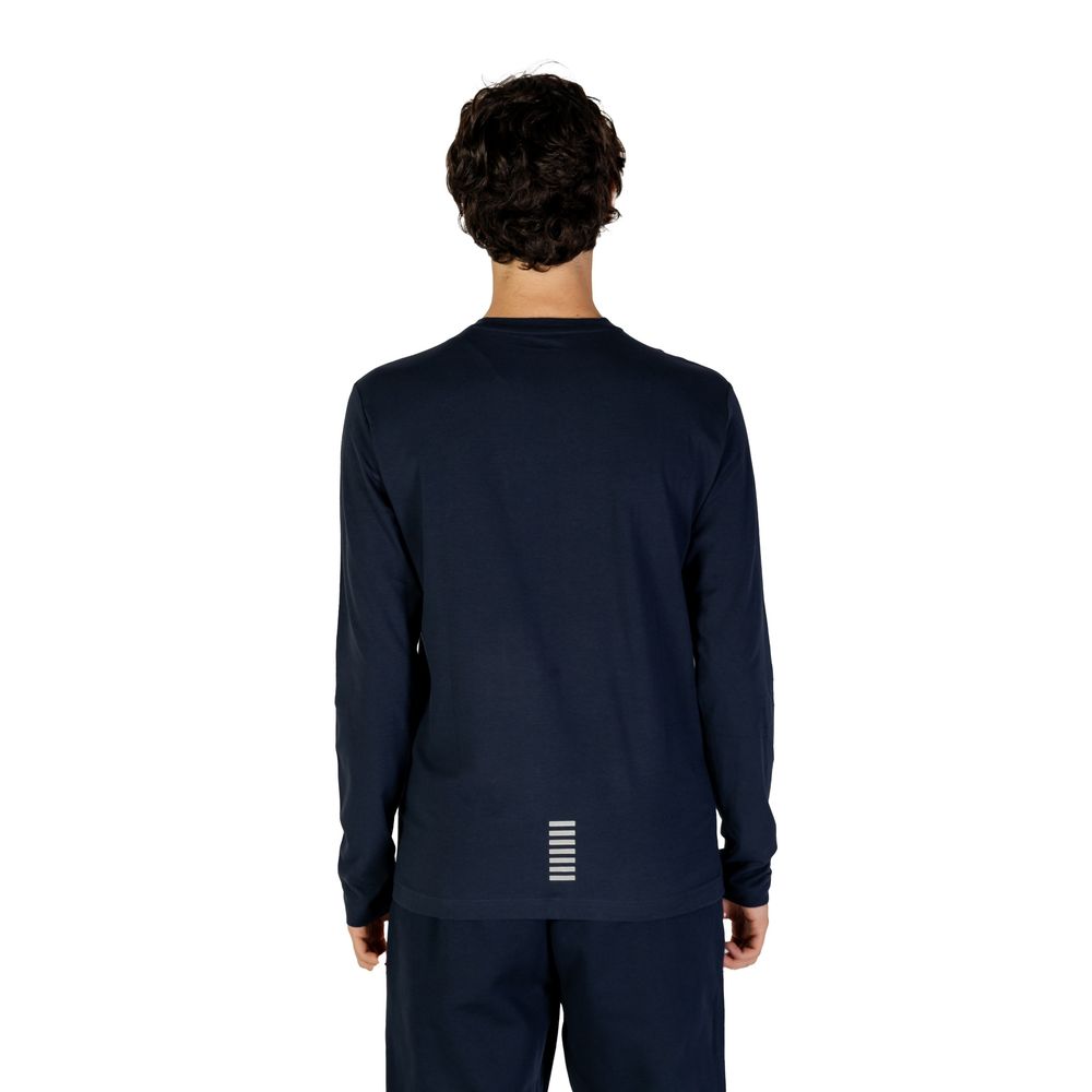 EA7 Emporio Armani Blaues Baumwoll-Langarmshirt