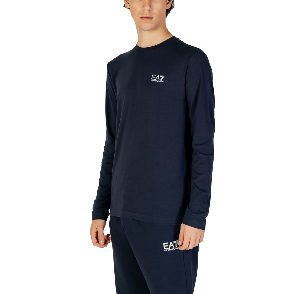 EA7 Emporio Armani Blaues Baumwoll-Langarmshirt