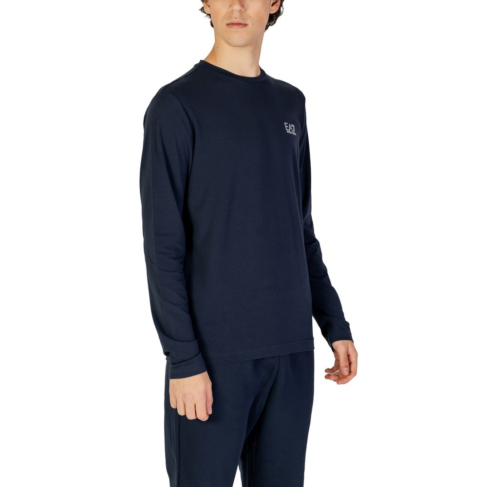 EA7 Emporio Armani Blaues Baumwoll-Langarmshirt