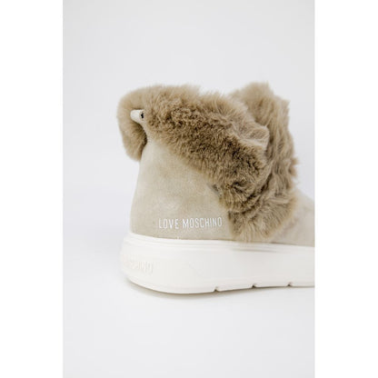 Love Moschino beige leather sneakers
