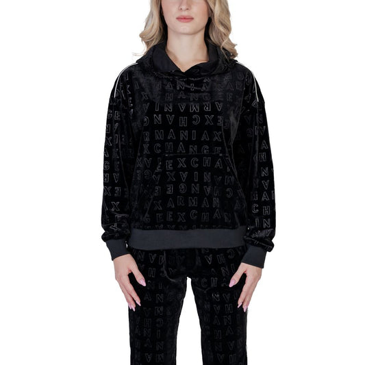Armani Exchange Schwarzer Polyester-Kapuzenpulli
