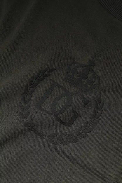 Dolce & Gabbana Army Green Crown Baumwoll-Sweatshirt Pullover