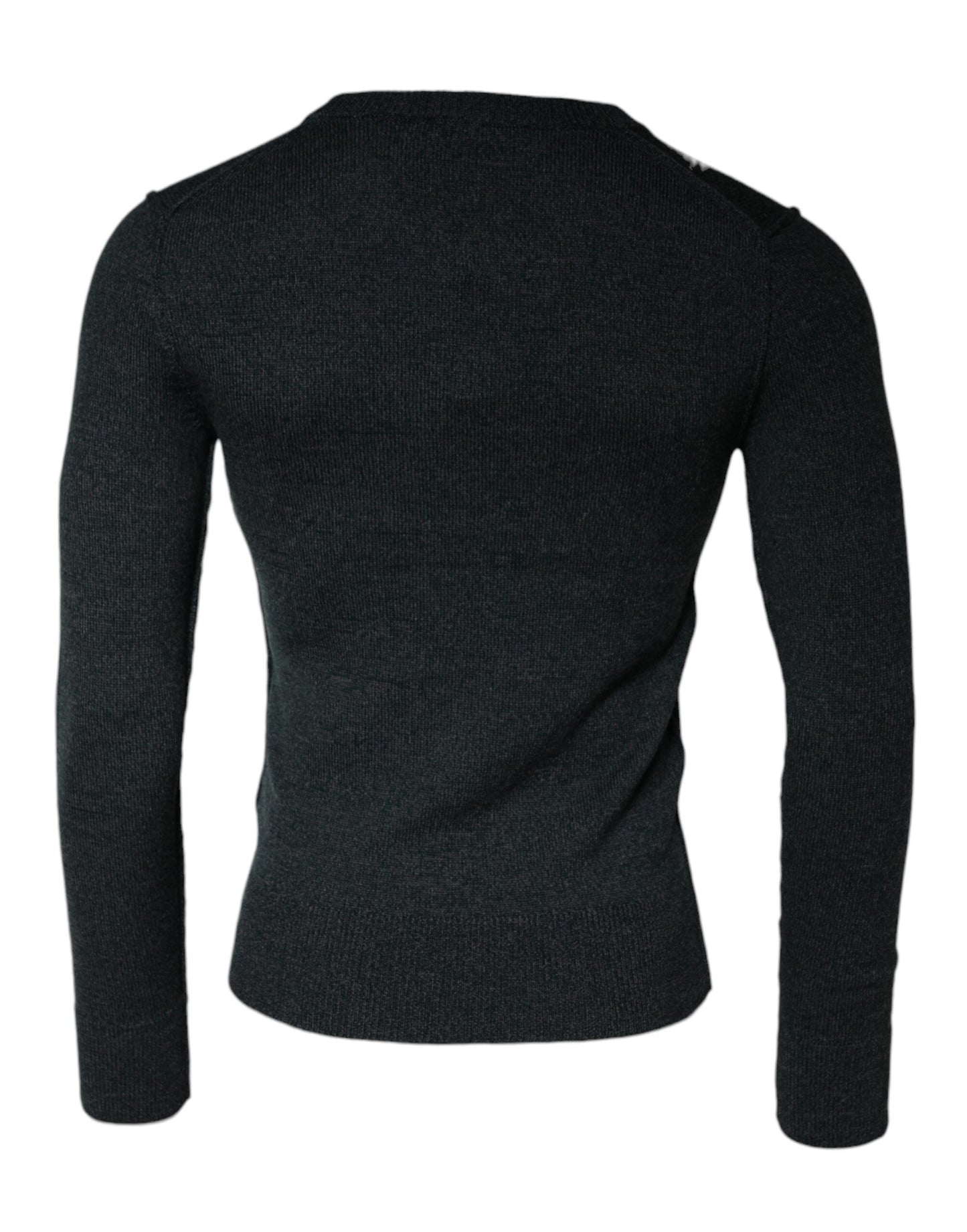 Dolce & Gabbana Grauer Pullover mit Rundhalsausschnitt und Verzierungen