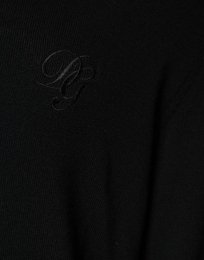 Dolce & Gabbana Schwarzer Pullover mit Rundhalsausschnitt aus Wollstrick