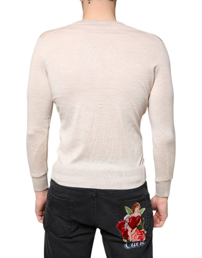 Dolce & Gabbana Beige Kaschmir Strickjacke mit Knopfleiste