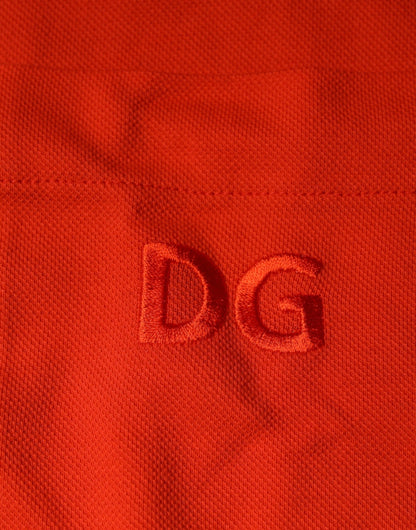 Dolce & Gabbana Orangefarbenes Baumwoll-Poloshirt mit Knopfleiste