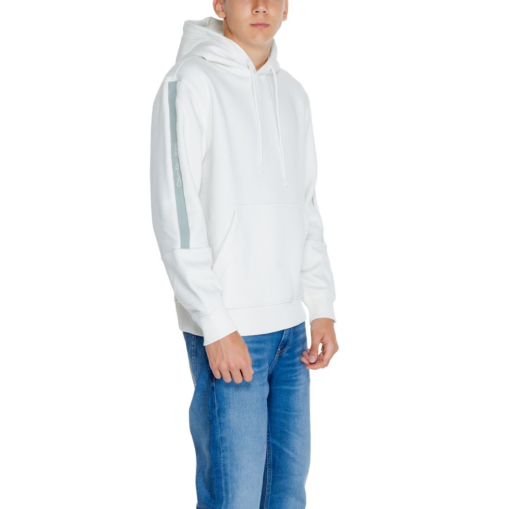 Calvin Klein Jeans Cremefarbener Baumwoll-Kapuzenpulli