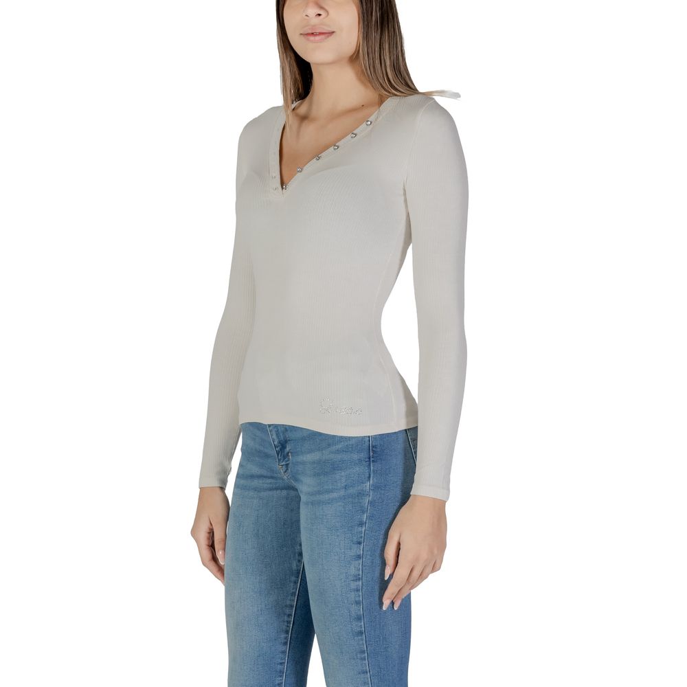 Guess Cremefarbenes Viskose-Langarmshirt