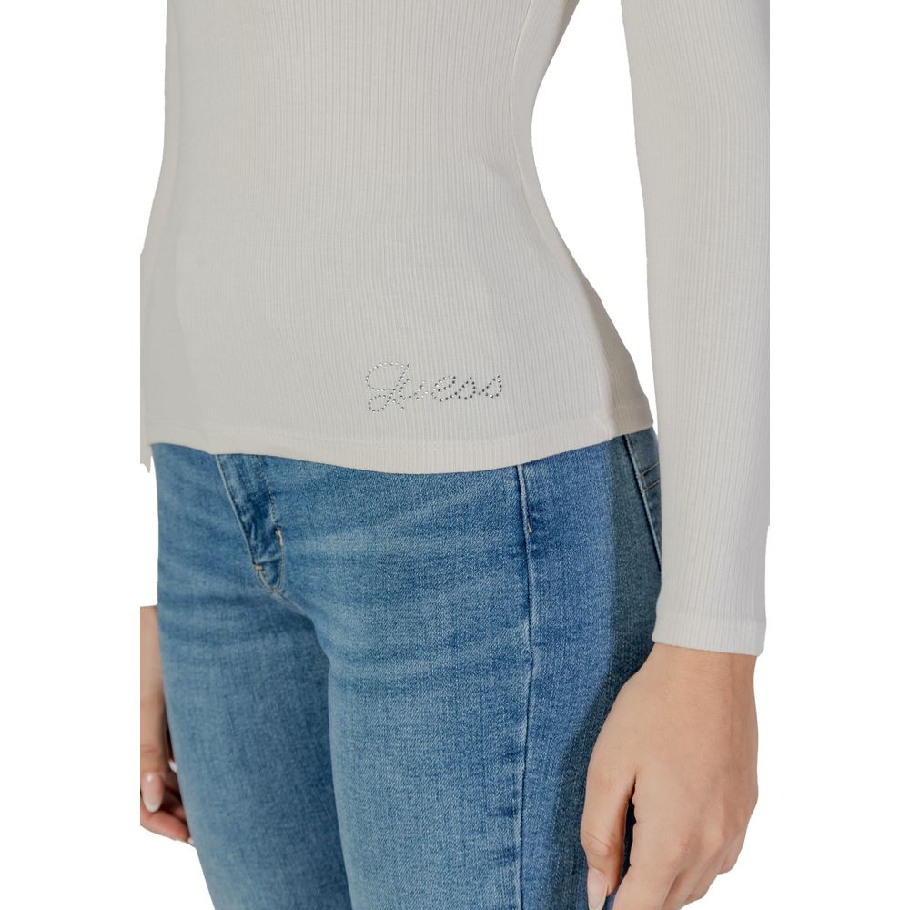 Guess Cremefarbenes Viskose-Langarmshirt